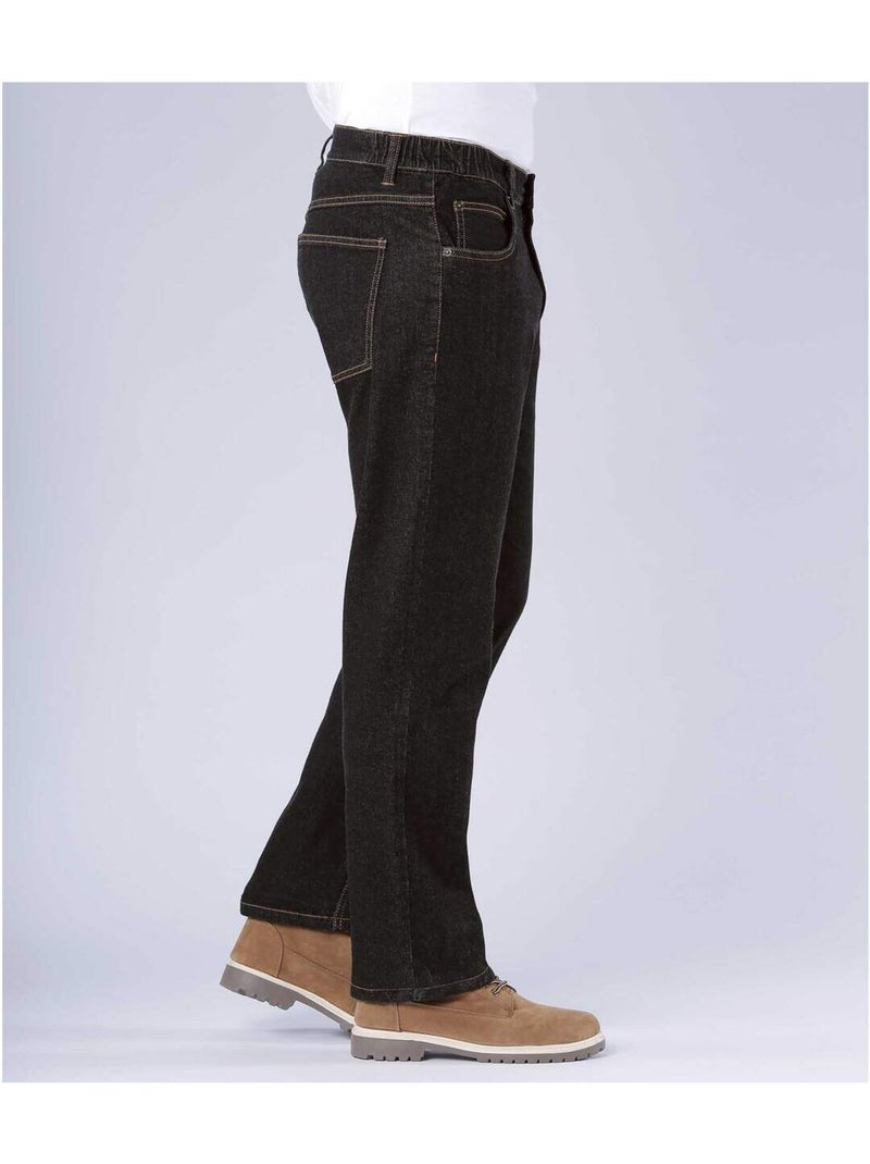 Vaquero regular stretch de denim con cinturilla confort Negro - Kiabi