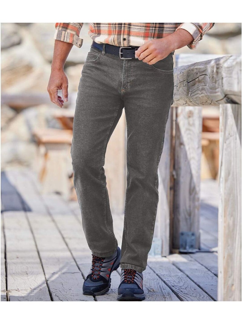 Vaquero regular stretch de denim con cinturilla semielástica Gris - Kiabi