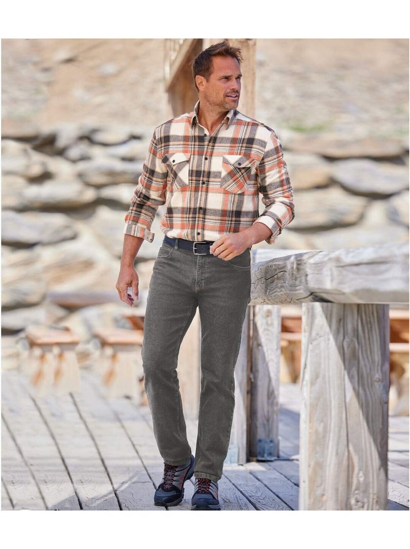 Vaquero regular stretch de denim con cinturilla semielástica Gris - Kiabi