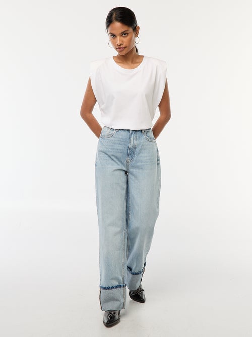 Vaquero regular / tiro alto con vuelta ancha en el bajo - Kiabi