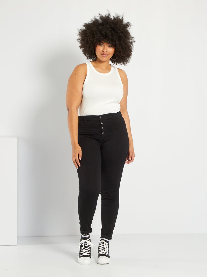 Vaquero skinny de talle alto negro - Kiabi