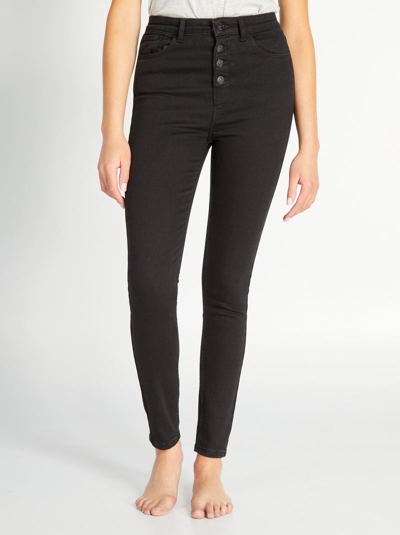 Vaquero skinny de tiro alto NEGRO - Kiabi