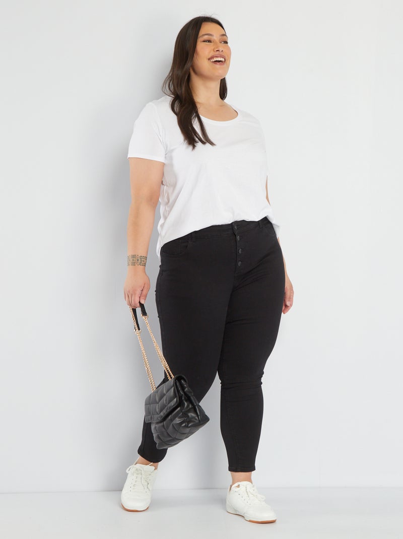 Vaquero skinny de tiro alto NEGRO - Kiabi