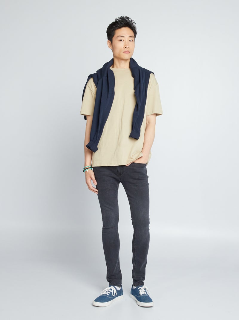 Vaquero skinny elástico - 5 bolsillos GRIS - Kiabi
