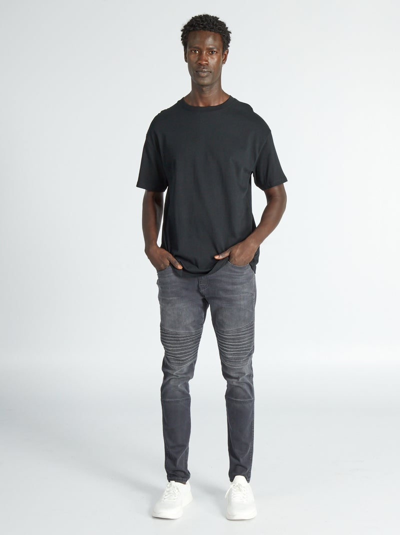 Vaquero skinny estilo motero NEGRO - Kiabi