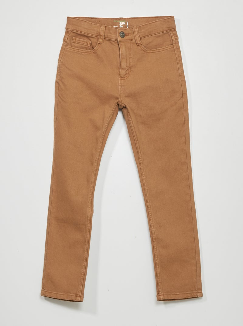 Vaquero slim con 5 bolsillos MARRON - Kiabi