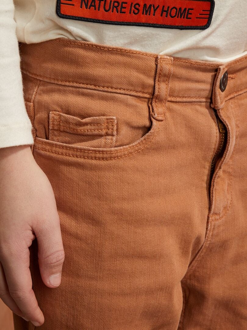 Vaquero slim con 5 bolsillos MARRON - Kiabi