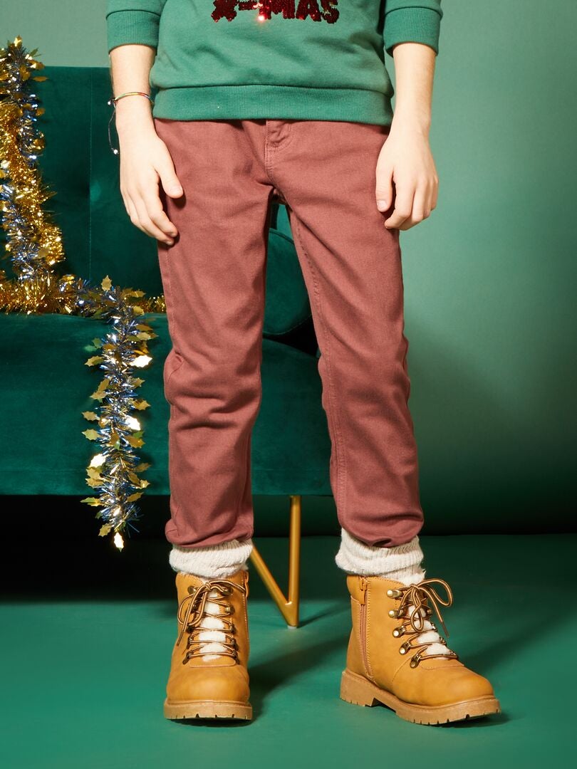 Vaquero slim con 5 bolsillos ROJO - Kiabi