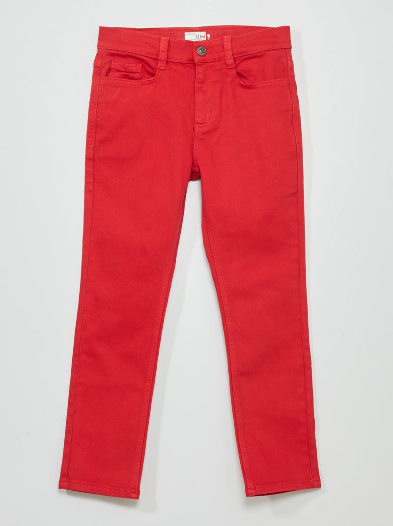 Vaquero slim con 5 bolsillos ROJO - Kiabi