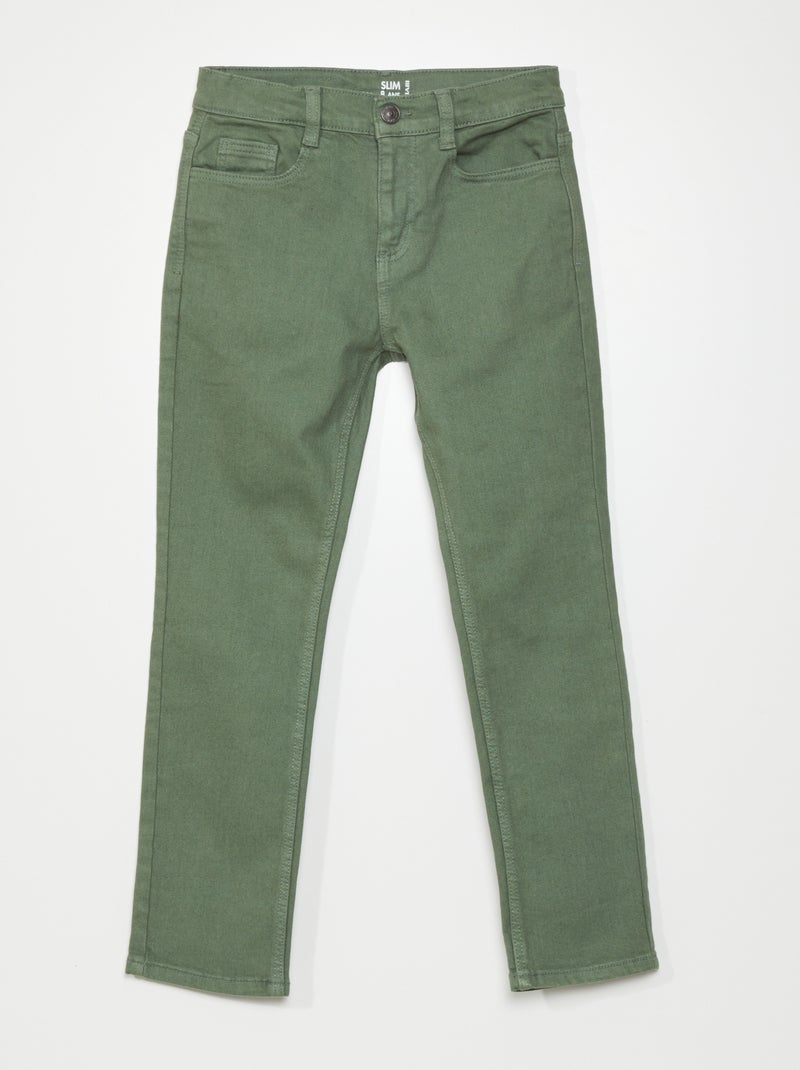 Vaquero slim con 5 bolsillos VERDE - Kiabi