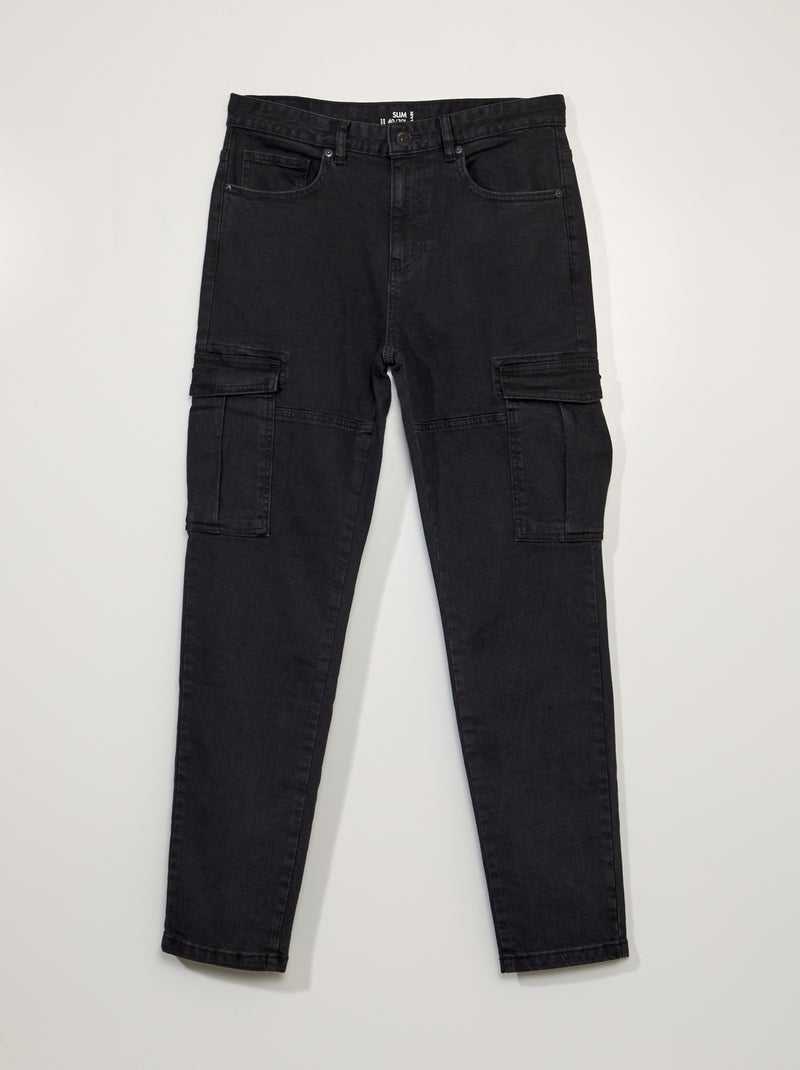 Vaquero slim con bolsillos laterales - L30 NEGRO - Kiabi