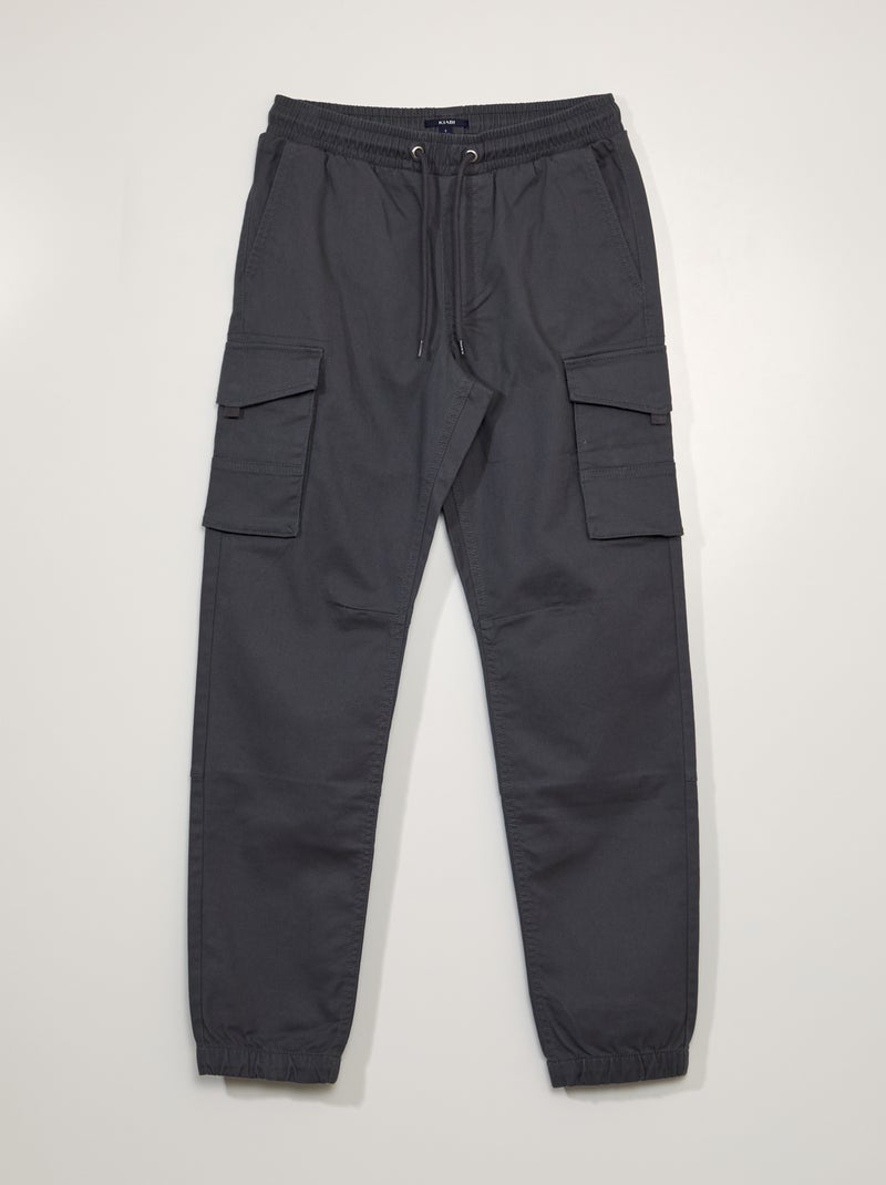 Vaquero slim con cintura elástica y bolsillos GRIS - Kiabi
