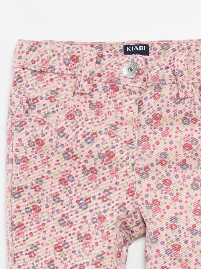 Vaquero slim con estampado floral Purpura - Kiabi