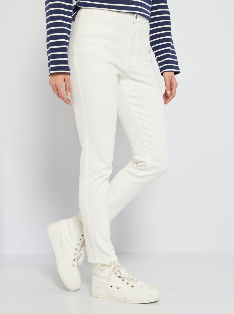 Vaquero slim de talle alto - 34L BLANCO - Kiabi