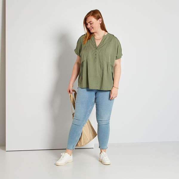 Vaquero slim elástico tallas grandes mujer - AZUL - Kiabi - 19,00€