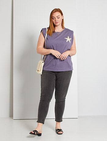 Rebajas vaqueros slim en tallas grandes de mujer baratos - moda tallas  grandes mujer | gris | Kiabi