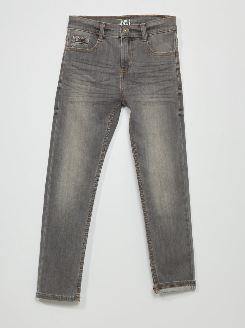 Vaquero slim + resistente GRIS - Kiabi