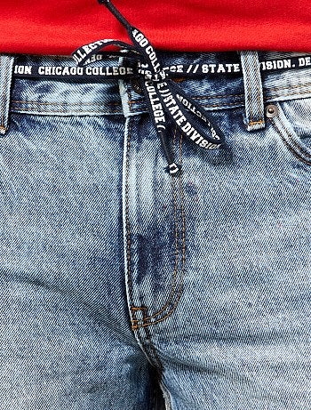 Vaquero tapered con cinturón de cordón - Kiabi