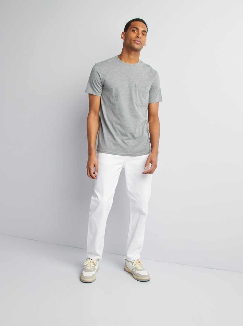 Vaquero tapered slim ahusado 5 bolsillos blanco - Kiabi