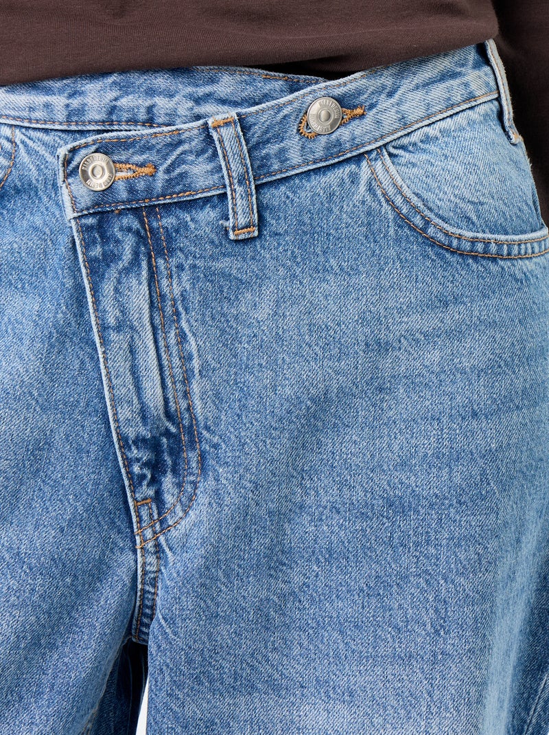 Vaquero wide con tapeta de botones descentrada Azul - Kiabi