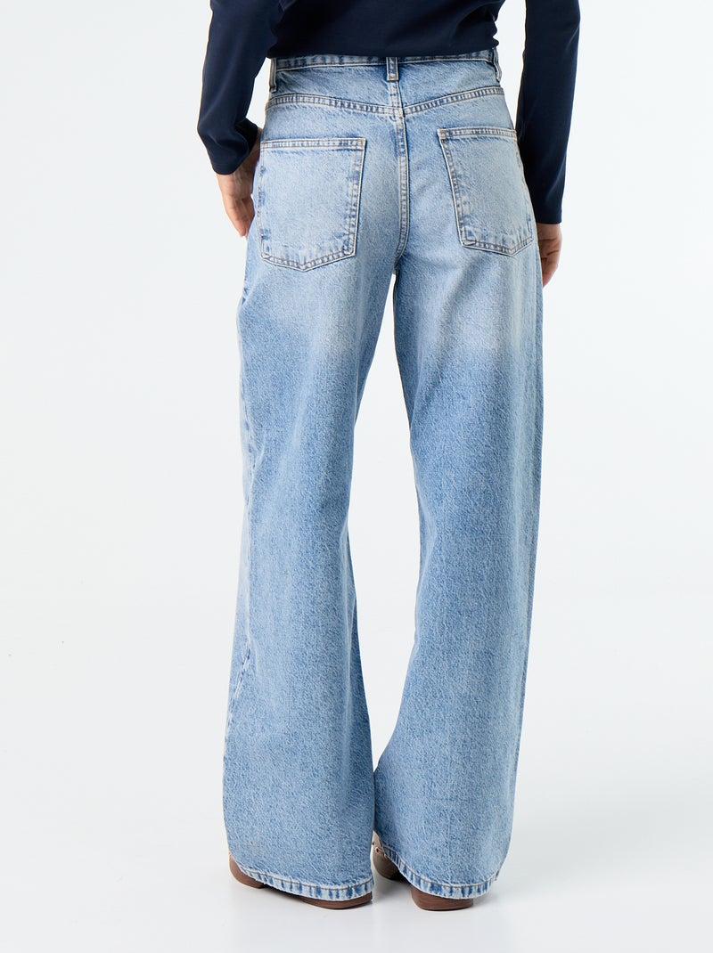 Vaquero wide con tapeta de botones descentrada Azul - Kiabi