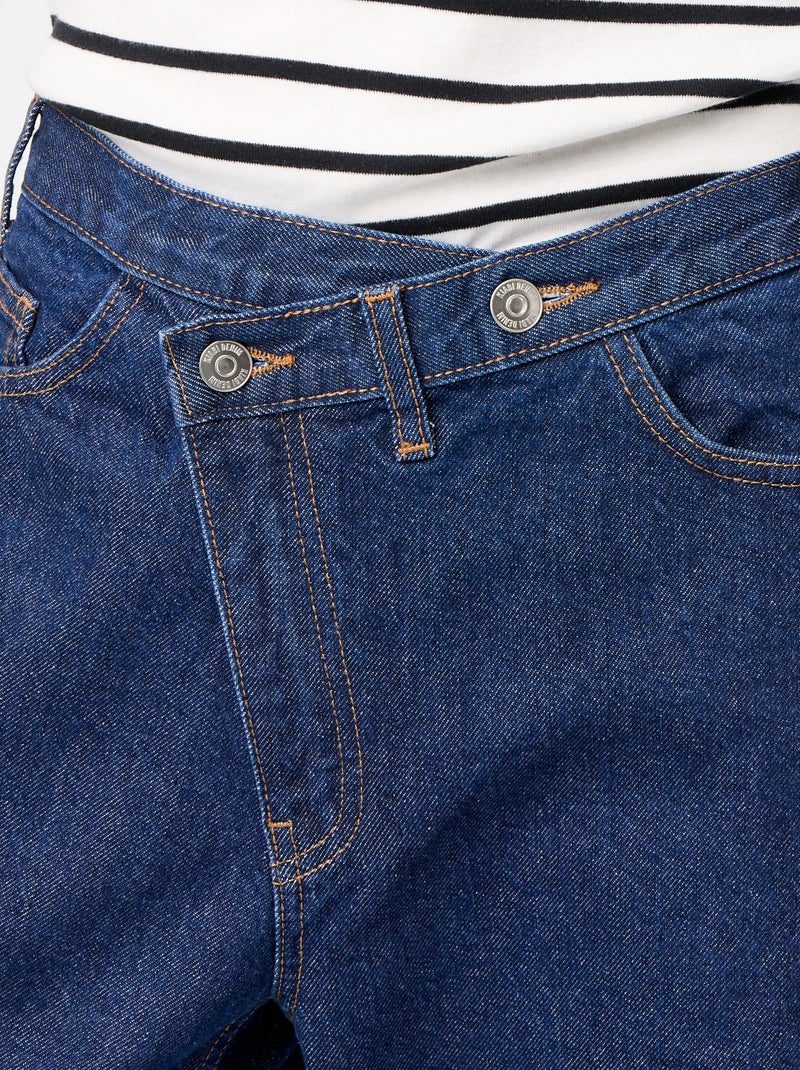 Vaquero wide con tapeta de botones descentrada Azul - Kiabi