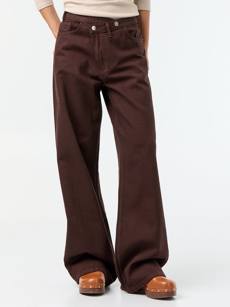 Vaquero wide con tapeta de botones descentrada Marron - Kiabi