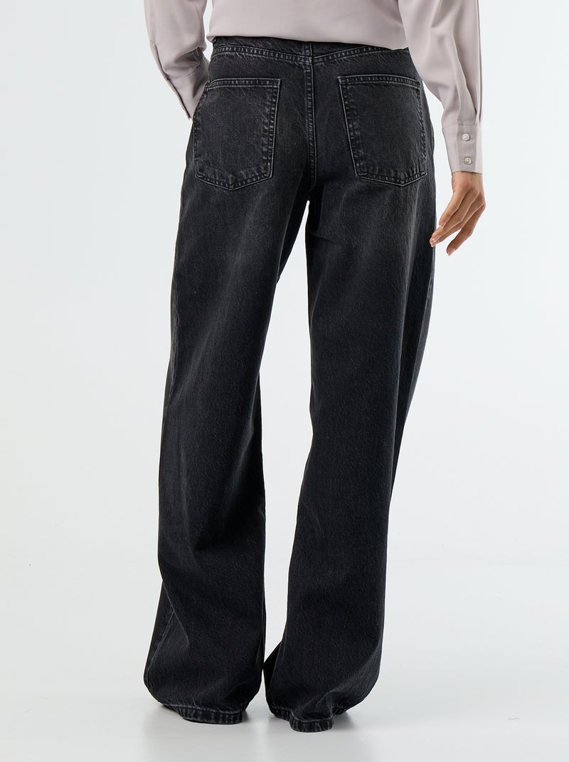 Vaquero wide con tapeta de botones descentrada Negro - Kiabi