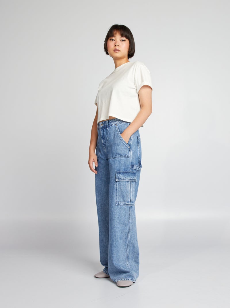 Vaquero wide leg + 2 bolsillos anchos AZUL - Kiabi