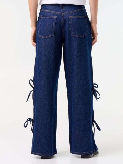 Vaquero wide leg ancho con nudos fantasía en el bajo - Kiabi
