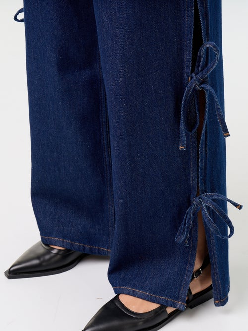 Vaquero wide leg ancho con nudos fantasía en el bajo - Kiabi