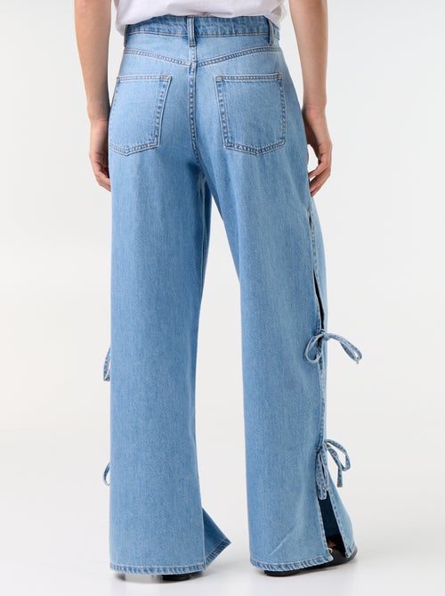 Vaquero wide leg ancho con nudos fantasía en el bajo - Kiabi