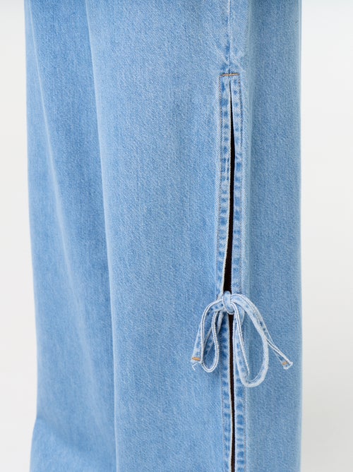 Vaquero wide leg ancho con nudos fantasía en el bajo - Kiabi