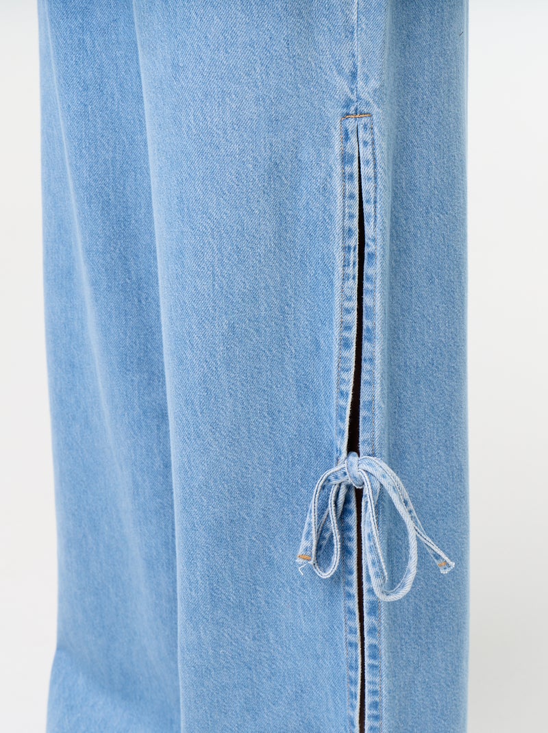 Vaquero wide leg ancho con nudos fantasía en el bajo Azul - Kiabi