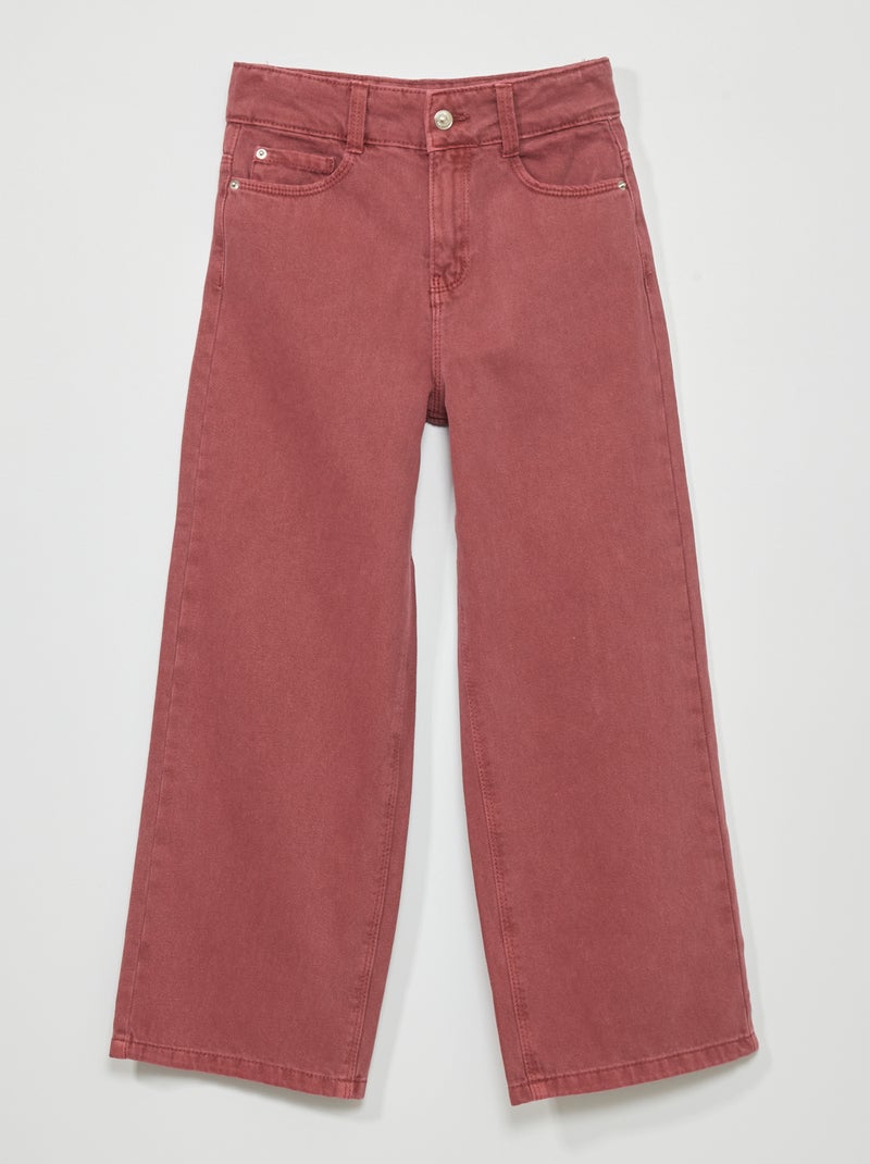 Vaquero wide-leg con 5 bolsillos burdeos oscuro - Kiabi