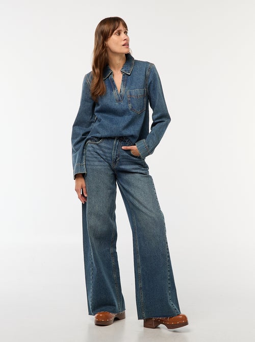 Vaquero wide leg con bajo deshilachado - Kiabi