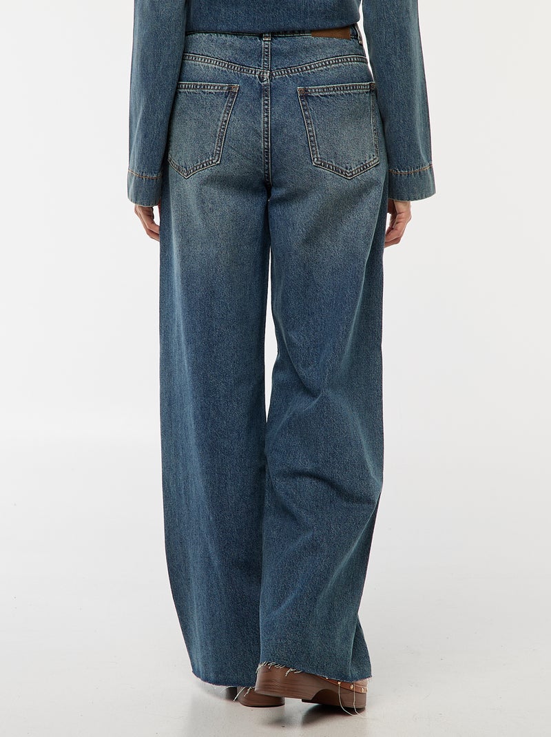 Vaquero wide leg con bajo deshilachado Azul - Kiabi