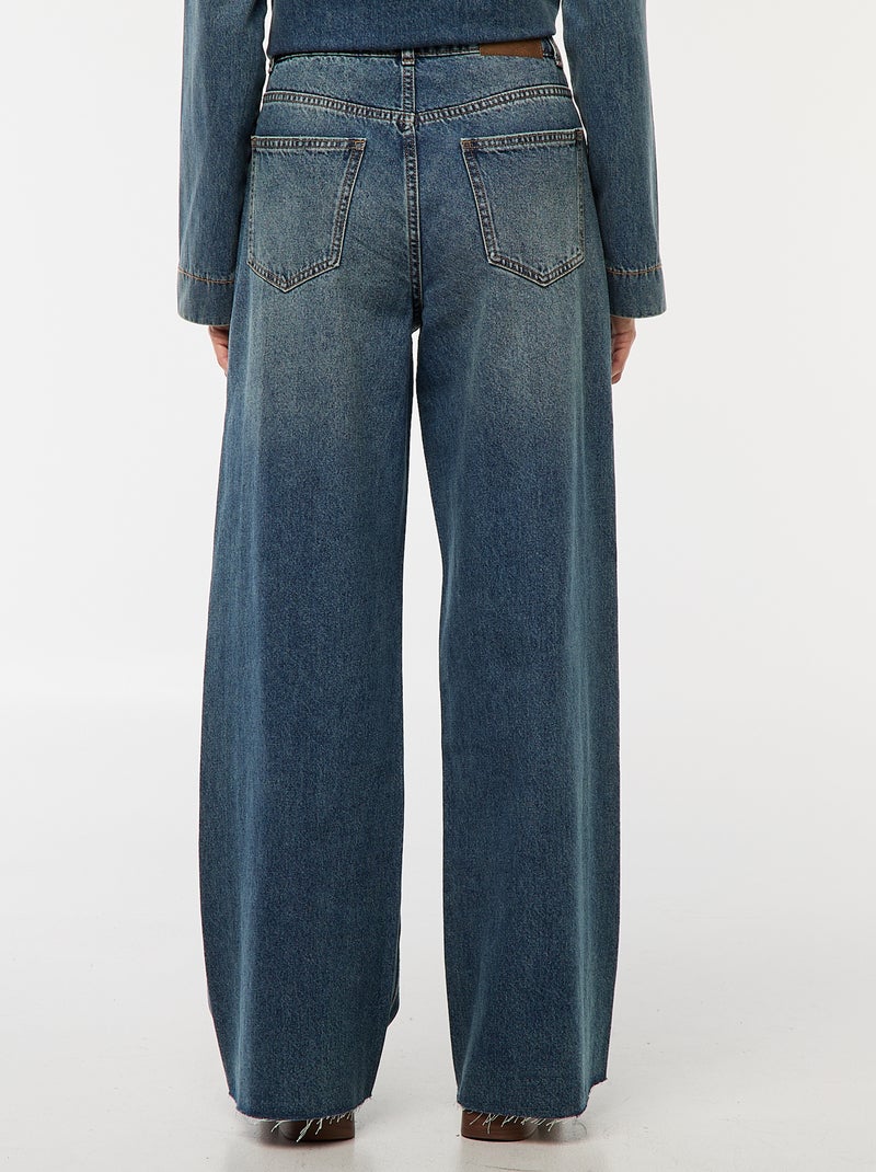 Vaquero wide leg con bajo deshilachado Azul - Kiabi
