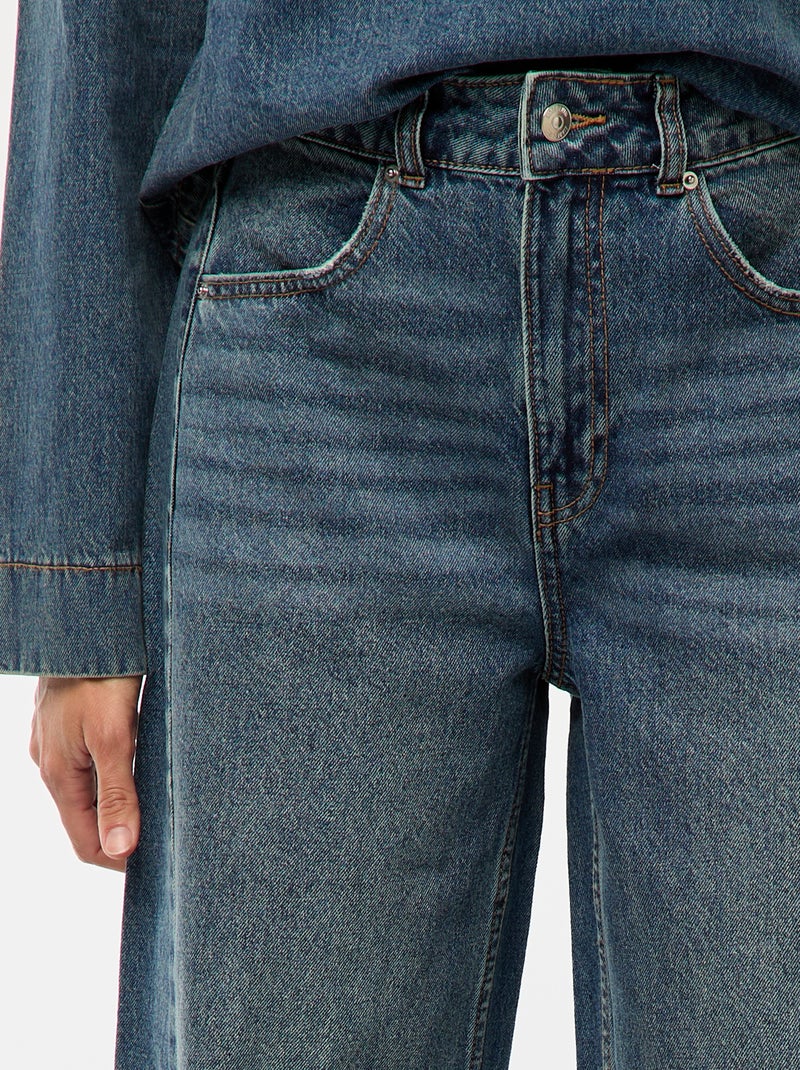Vaquero wide leg con bajo deshilachado Azul - Kiabi