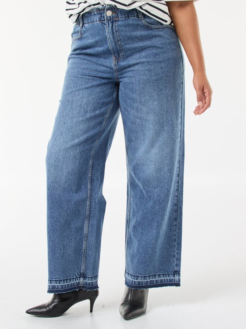 Vaquero wide leg con bajos deshilachados - Kiabi