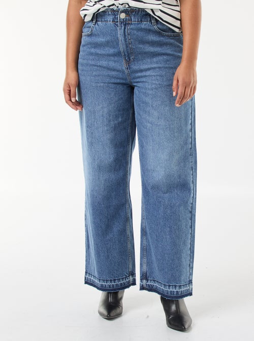 Vaquero wide leg con bajos deshilachados - Kiabi