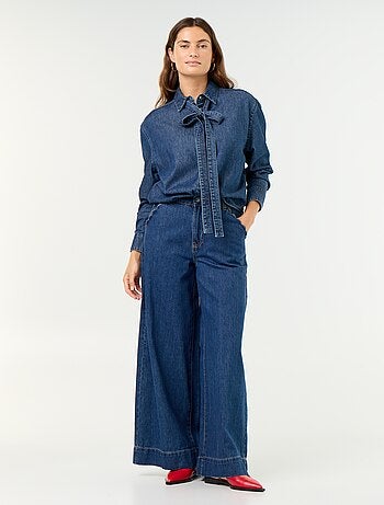 Vaquero wide leg con bolsillos recortados