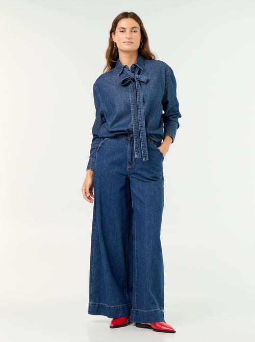 Vaquero wide leg con bolsillos recortados - Kiabi Vaquero wide leg con bolsillos recortados - Kiabi