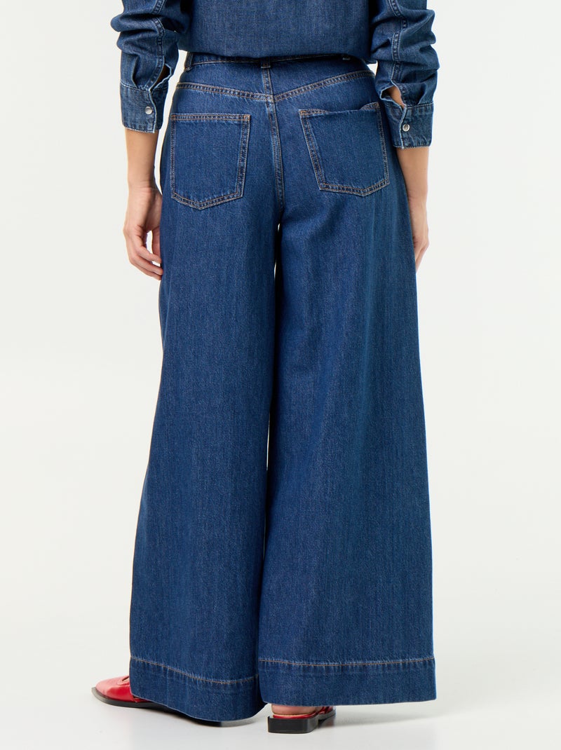 Vaquero wide leg con bolsillos recortados Azul - Kiabi