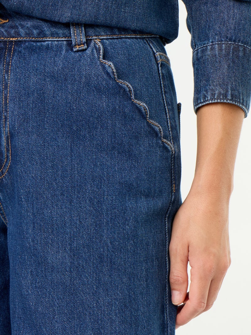 Vaquero wide leg con bolsillos recortados Azul - Kiabi