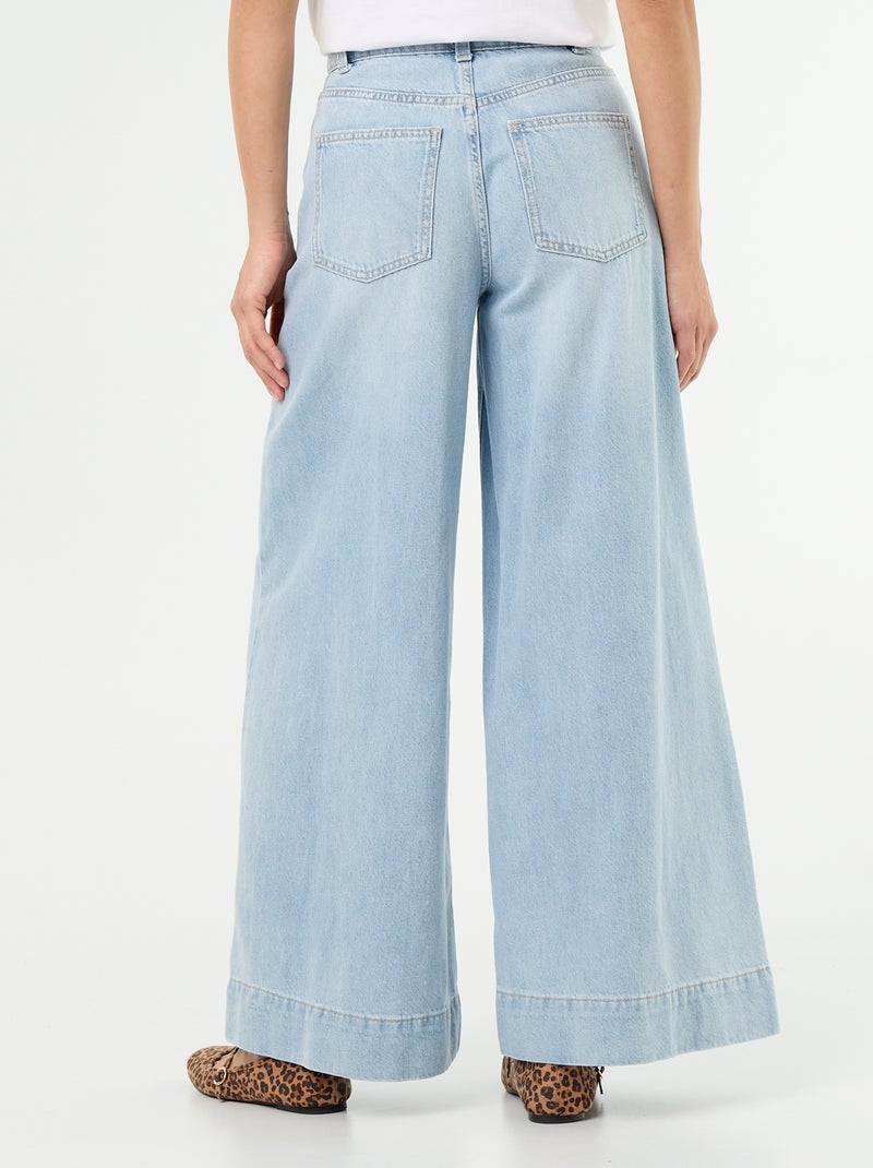 Vaquero wide leg con bolsillos recortados Azul - Kiabi