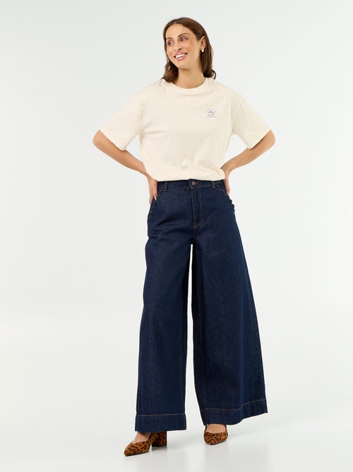 Vaquero wide leg con bolsillos recortados - Kiabi Vaquero wide leg con bolsillos recortados - Kiabi