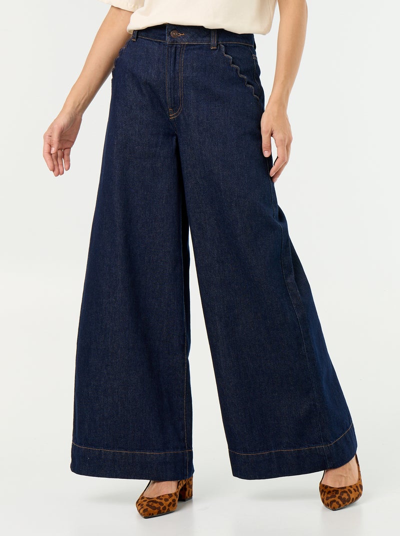 Vaquero wide leg con bolsillos recortados Azul - Kiabi