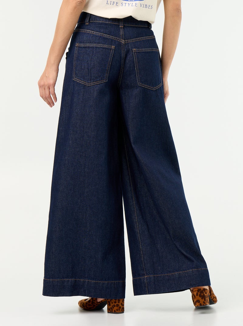 Vaquero wide leg con bolsillos recortados Azul - Kiabi