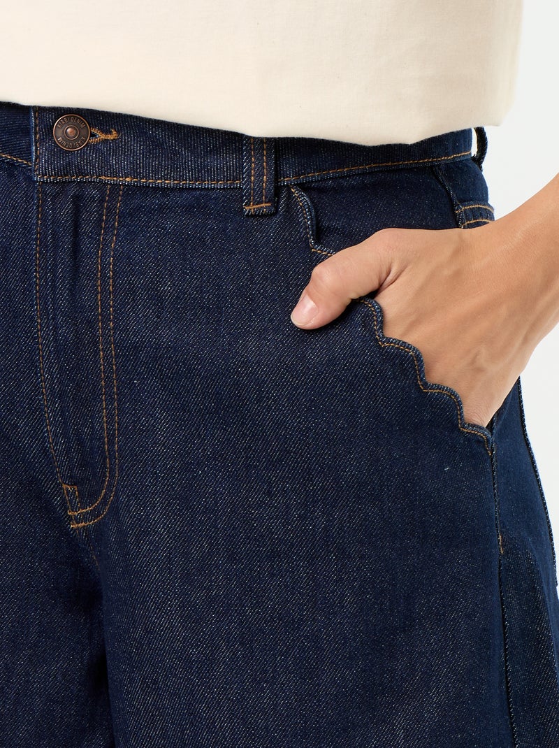 Vaquero wide leg con bolsillos recortados Azul - Kiabi